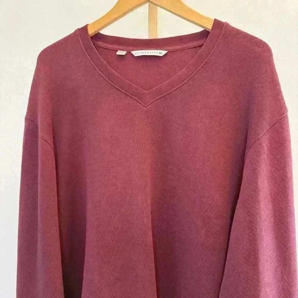 Cutter & Buck Men's XL Red V-Neck Long Sleeve Pullover Sweater